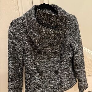 H&M Structured Tweed-Style Coat | Double Breasted | Black & White